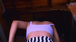 hey, you see this petite latina college girl working her slim body on her lover?