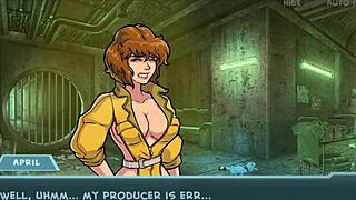 April O'Neil's big tits bounce in erotic TMNT parody