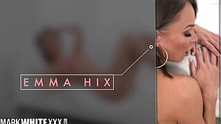 Sultry brunette Emma Hix in a mind-blowing double penetration threesome