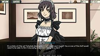Sensual maid in animated Naruto trainer game.