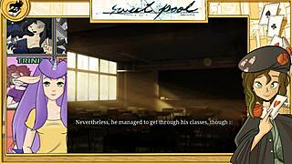 Beautiful boy summer pool scene from a Japanese yaoi game.