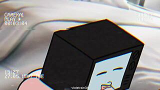 Hentai animation with artistic and sensual toilet scene with a TV woman and cameraman.