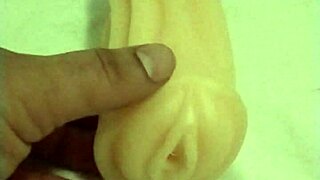 Cartoon babe explores artificial pussy with intense anal fingering close-up.