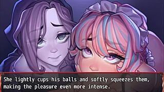 Man, Harem in Another World hentai game ep 19 rocks! Ghost and maid compete in double blowjob action. 😍