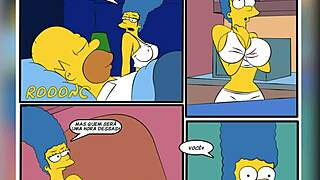 Cartoon porn parody of The Simpsons with police officer