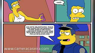 Cartoon porn parody of The Simpsons with police officer