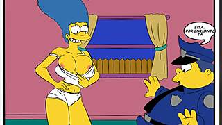 Cartoon porn parody of The Simpsons with police officer