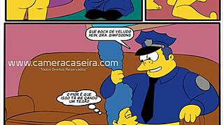 Cartoon porn parody of The Simpsons with police officer