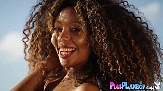 curly ebony jossa nova stuns with perfect big ass in hot striptease
