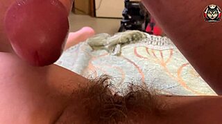Hairy Pussy Battles Big Cock in Slowmotion Bedroom Clash