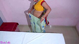 Stepmother Ravinadesi Takes a Sticky Cum Facial from Stepson While Changing Clothes.