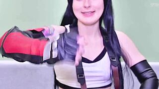Femdom Tifa Lockhart role-play ruins orgasm until wedgie submission