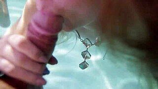 Blonde Babe Sunny Lane Sucks Cock Underwater in Sensual POV Scene. Her Small Tits Shine Outdoors.