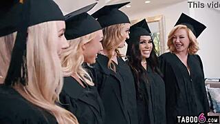 Milfs at graduation party ask if you’re ready for insane reverse gangbang fun?