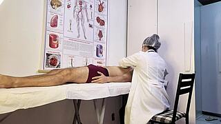 patient can't resist and gets hard during nurse exam