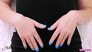 Dazzling blonde model gives a tease