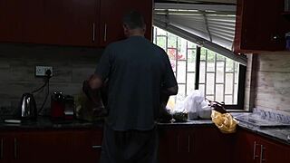 Amateur Couple Banging Hard in Kitchen Quickie.