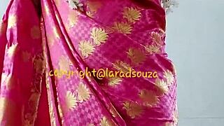indian crossdresser lara dsouza stuns in saree for wild anal action