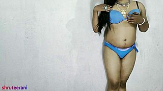 what happens when indian shemale wears blue bikini for crossdressing in part 5