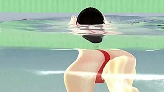 Leo's artistic animation of an anime girl in a skimpy bikini with a hint of nudity